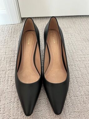 Cole Haan Black Pointed-Toe Leather Pumps